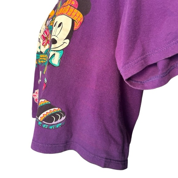 Vintage tropical Mickey Mouse crop top islander Minnie mouse retro shirt 80s 90s - Picture 12 of 16